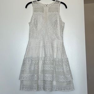 Parker NY White Crochet Lace Sleeveless Dress S